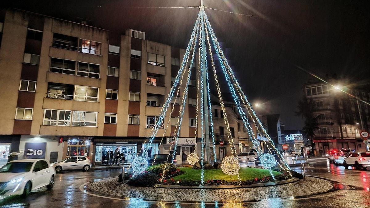 Alumbrado navideño en Moaña el pasado mes de diciembre.