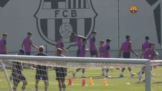 Máxima concentración y mucho trabajo en el entreno antes del Gamper