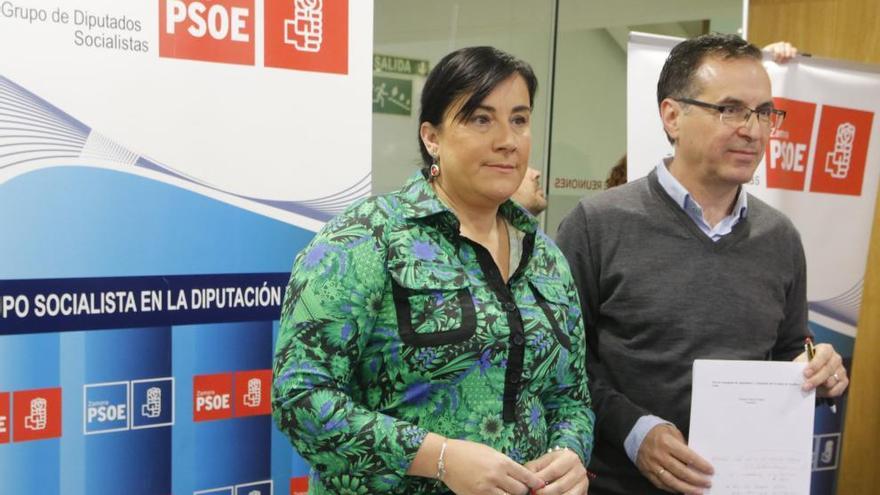 Ana Sánchez y Antonio Plaza en la rueda de prensa ofrecida en la Diputación