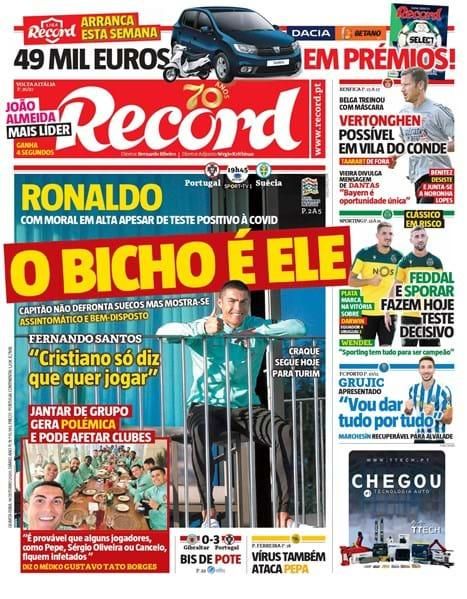 Portada RECORD miércoles 14 octubre 2020