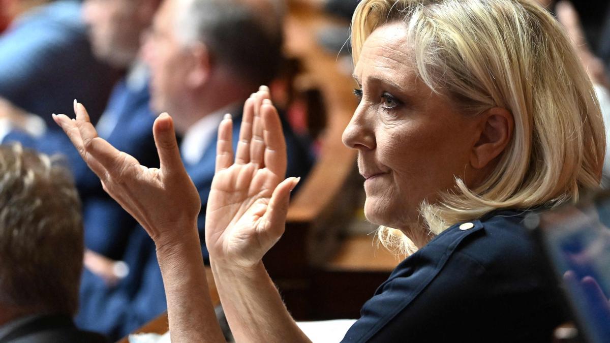 La dirigente de Reagrupación Nacional, Marine Le Pen, el pasado 4 de julio en la Asamblea Nacional francesa.