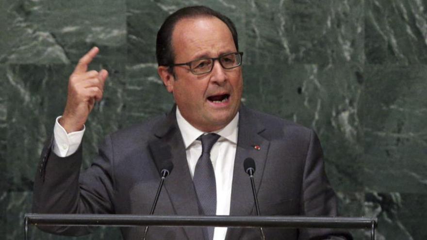 Hollande durante su discurso en la Asamblea de la ONU.