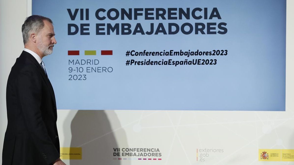 El rey Felipe VI durante el acto de clausura de la VII Conferencia de Embajadores en Madrid.