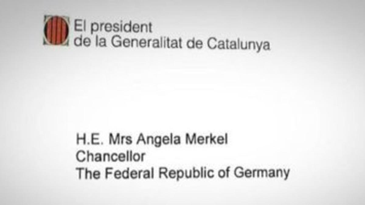 Una imagen del encabezamiento de la carta del 'president' enviada a los líderes europeos, en este caso, la cancillera alemana, Angela Merkel.
