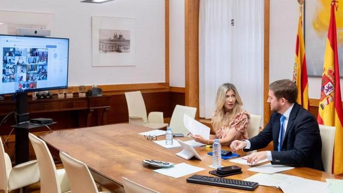 La vicepresidenta del Gobierno de Aragón, Mar Vaquero, durante la Conferencia Sectorial de la Administración de Justicia celebrada este viernes de forma telemática.