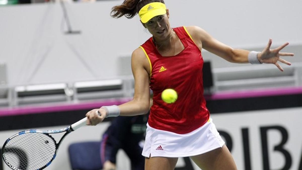 Garbiñe Muguruza, durante el duelo ante Jelena Jankovic