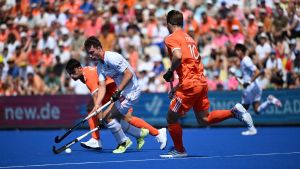 Los RedSticks durante el encuentro contra Bélgica.
