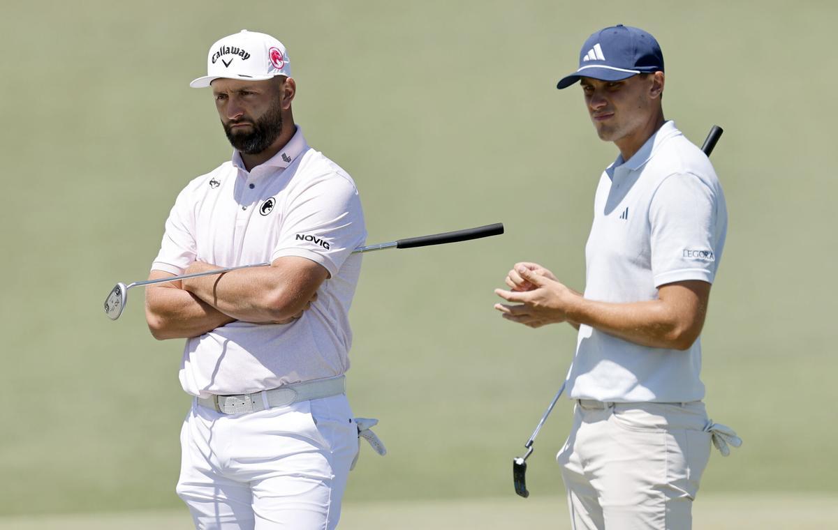 Rahm, junto a Ludvig Áberg, compañero de juego en la primera jornada del Masters