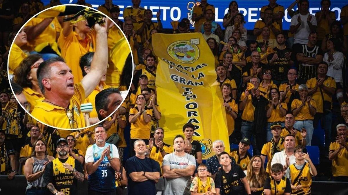 Felipe Hernández Gil 'Pipo' junto a la afición del CB Canarias