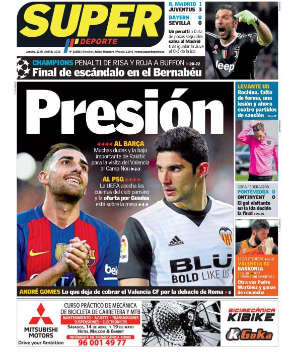 Portadas deportivas 12 de abril de 2018