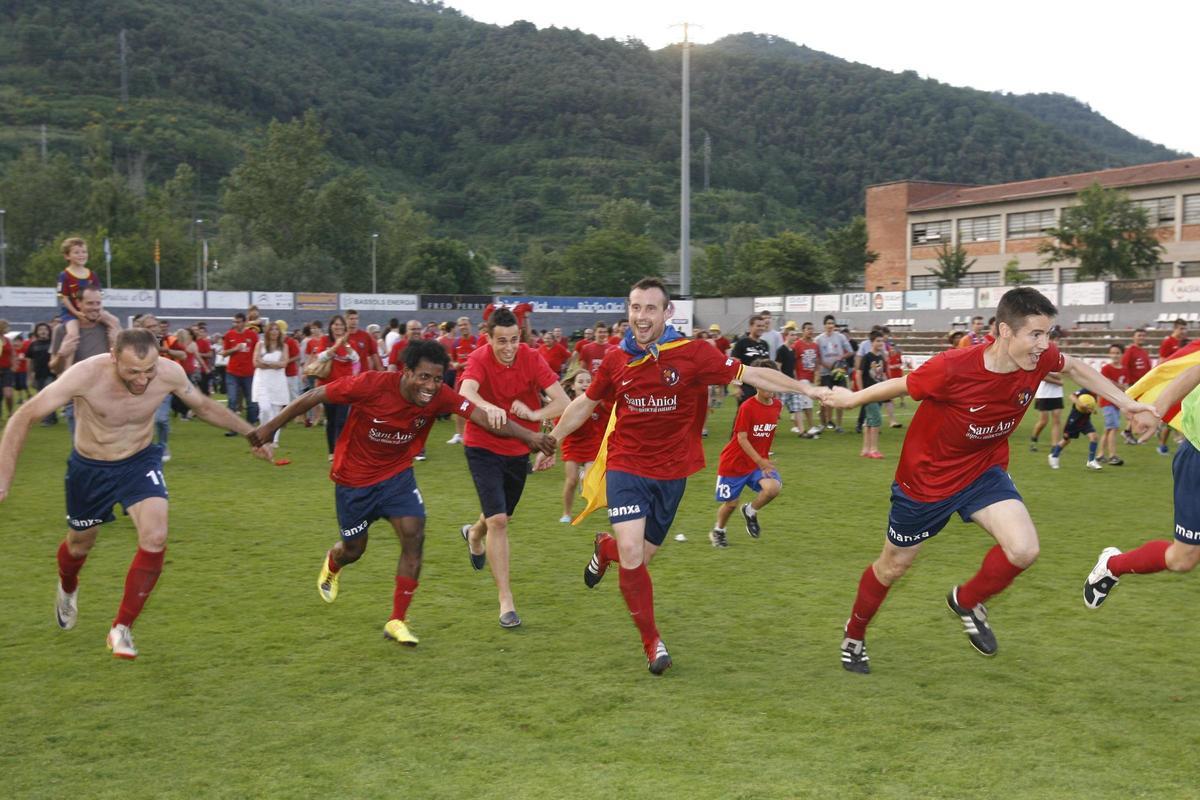 Abel, durant la festa per l'ascens a Segona B el 2013