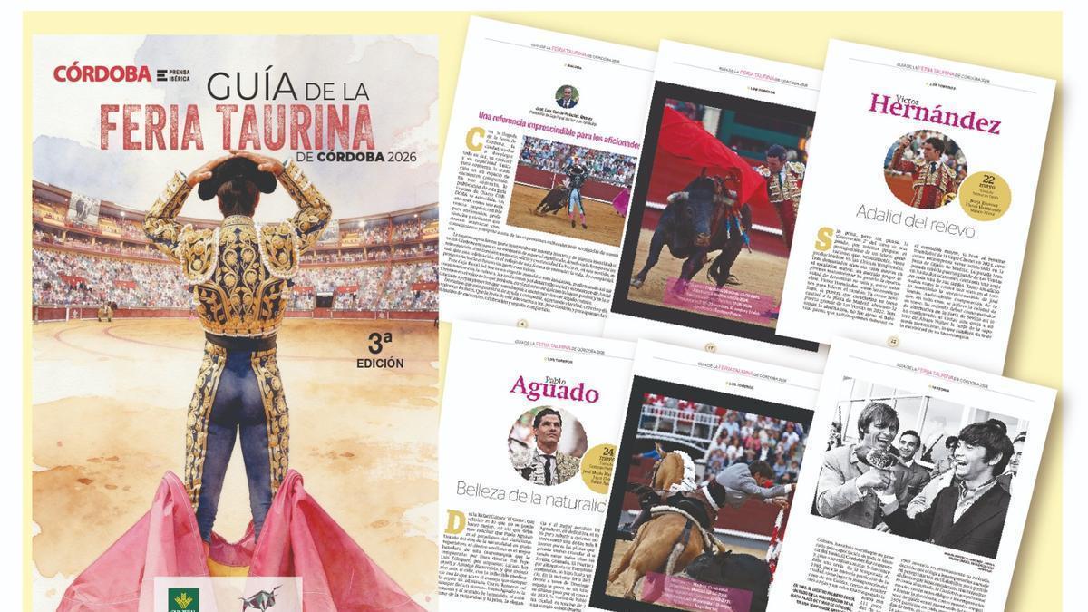 Montaje con la portada y algunas páginas de la 'Guía de la Feria Taurina de Córdoba'.