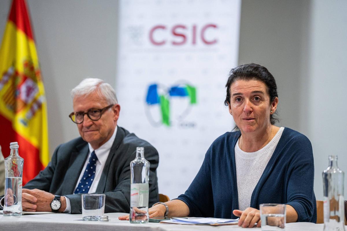 La directora del Instituto de HIstoria del CSIC, María Ruiz del Árbol, y el director del Instituto de Estudios del Autogobierno, Xavier Arbós, en las jornadas organizadas por el Consejo y el Regimiento Barcelona 63.