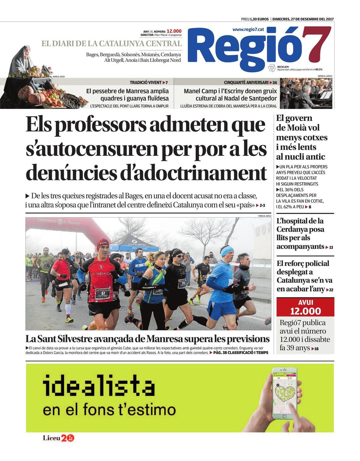 La portada 12.000 de Regió7 del 27 de desembre del 2017