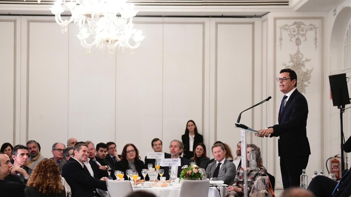El consejero Pablo Rodríguez durante el desayuno informativo celebrado en Madrid.
