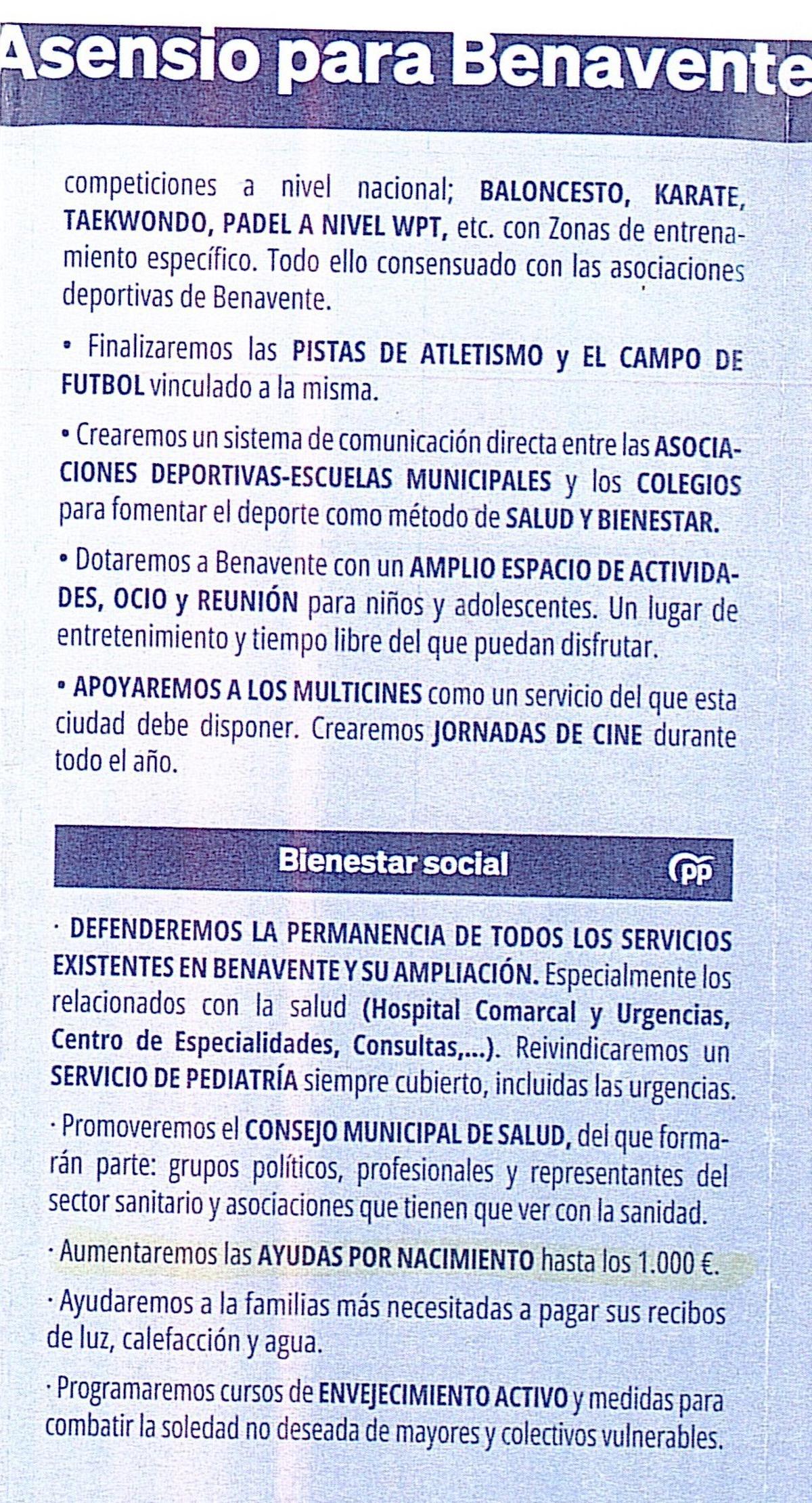 El programa del PP en 2023.