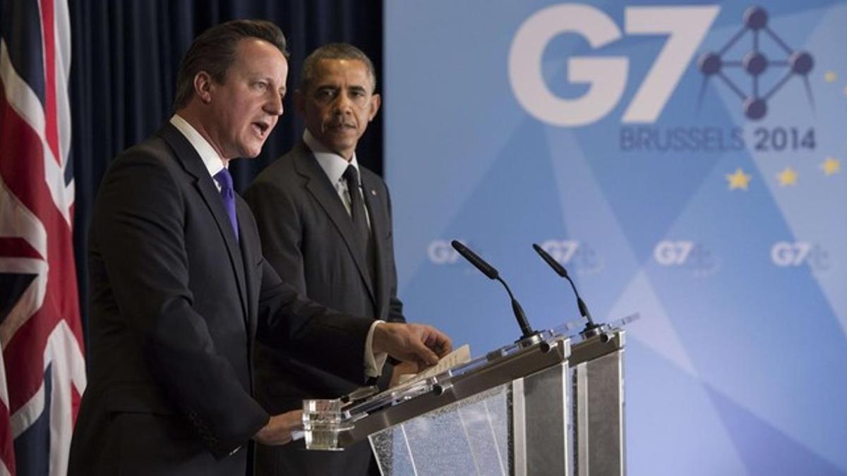 Obama y Cameron, ayer al concluir el G-7.