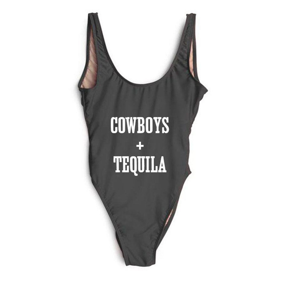 Bañadores con mensaje: cowboys + tequila