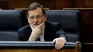 El presidente del gobierno en funciones, Mariano Rajoy, en su comparecencia en el Congreso. 