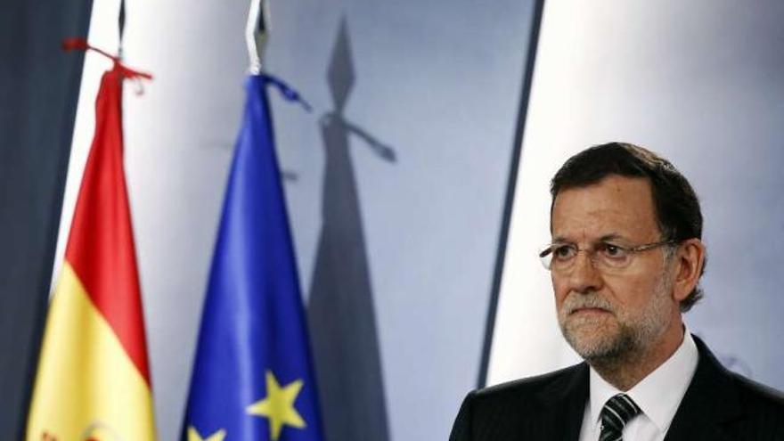 Rajoy, ayer en la conferencia de prensa en Moncloa tras el encuentro bilateral entre España y Portugal.