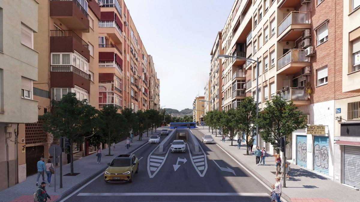 Recreación del proyecto de soterramiento de la avenida Valle Inclán, en Málaga