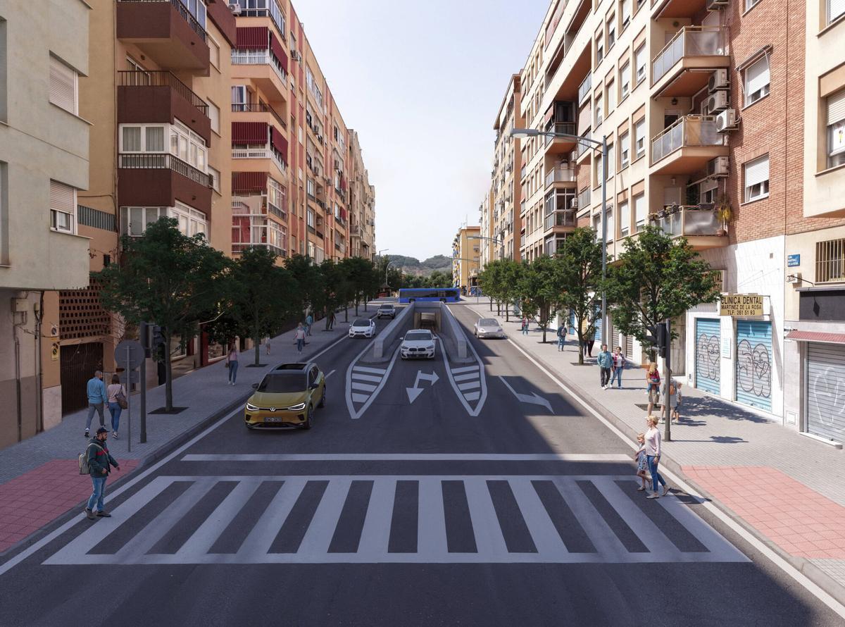 Recreación del proyecto de soterramiento de la avenida Valle Inclán, en Málaga