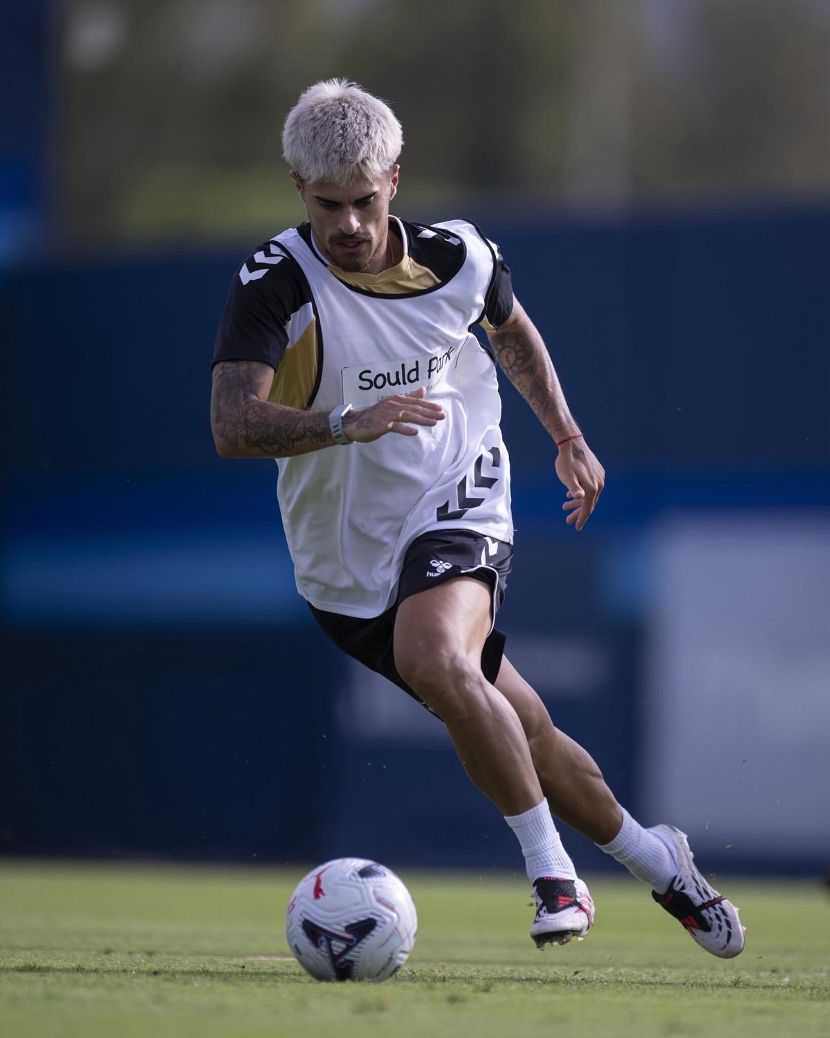 Juan Cruz en el entrenamiento de este martes.