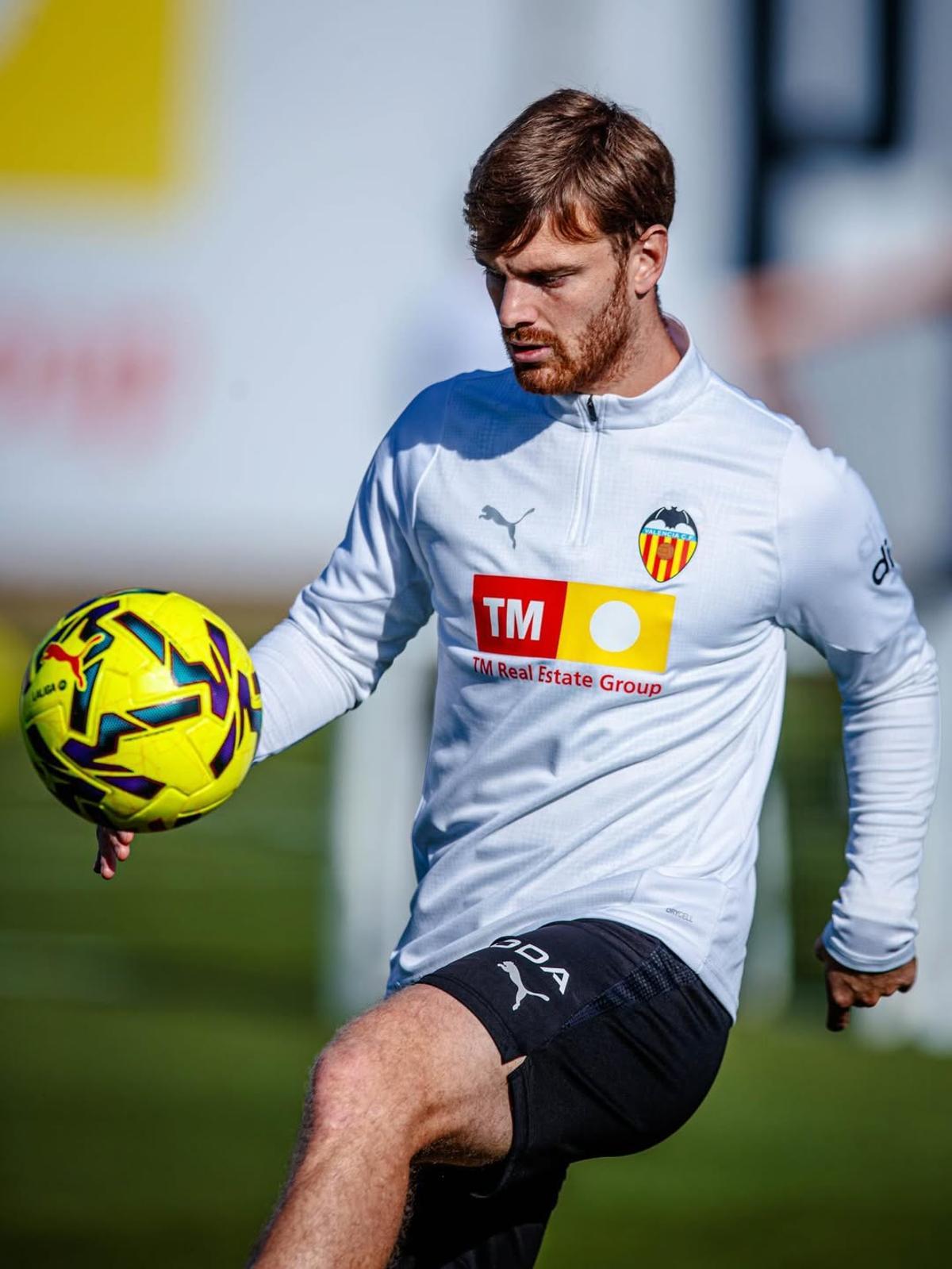 Lucas Beltrán, en el entrenamiento del sábado en Paterna