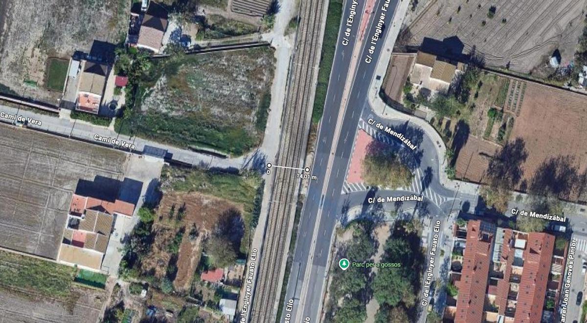 Propuesta de ubicación de la pasarela en la Malva-rosa.