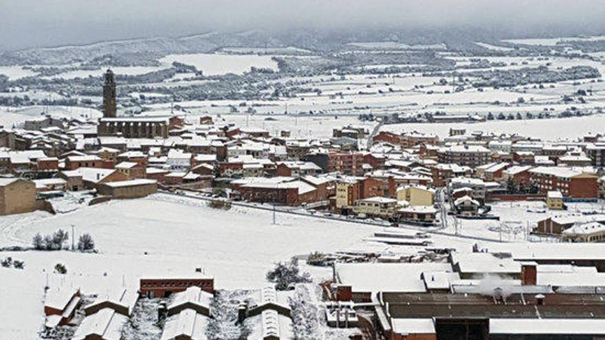 Imatge del municipi de Calaf nevat.