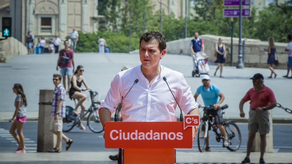 Albert Rivera, durante el mitin de Ciudadanos en Valencia.