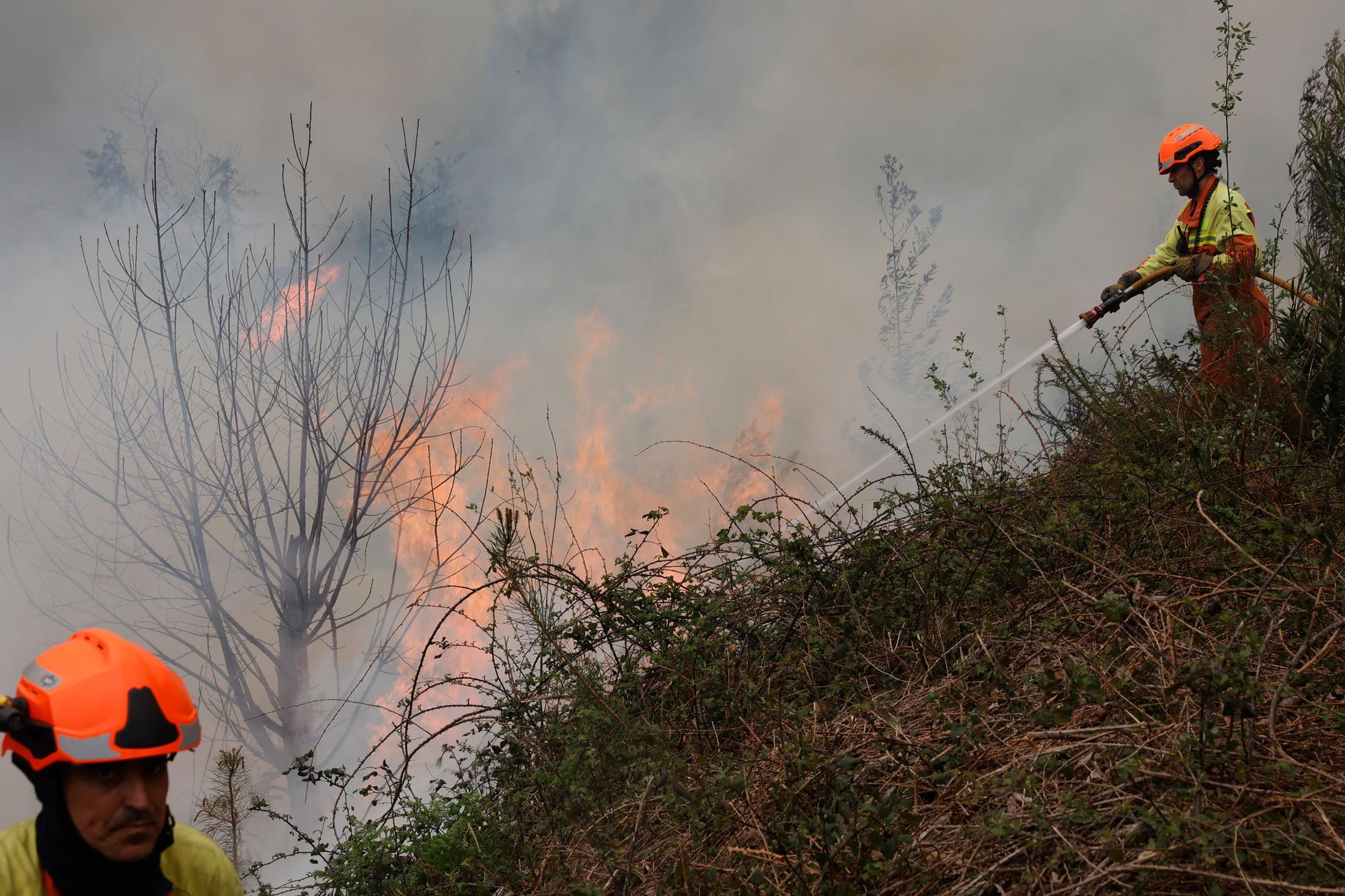 Dura lucha contra los incendios de Tineo y Valdés