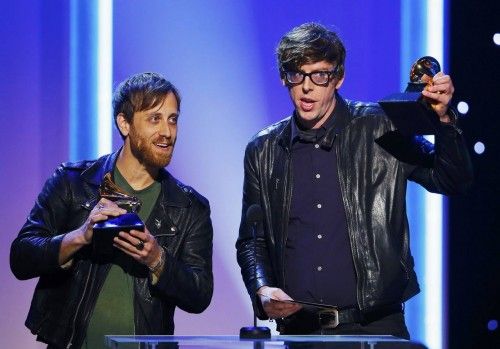 Black Keys members accept their awards for best rock album and best rock song at the 55th annual Grammy Awards in Los Angeles