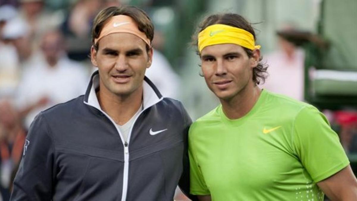 Nadal y Federer posan en un torneo.