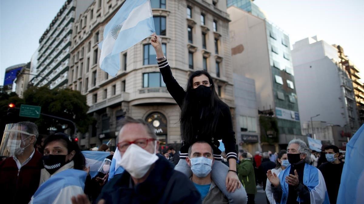 Protesta contra la cuarentena impuesta por el Gobierno argentino, el pasado 17 de agosto en Buenos Aires.