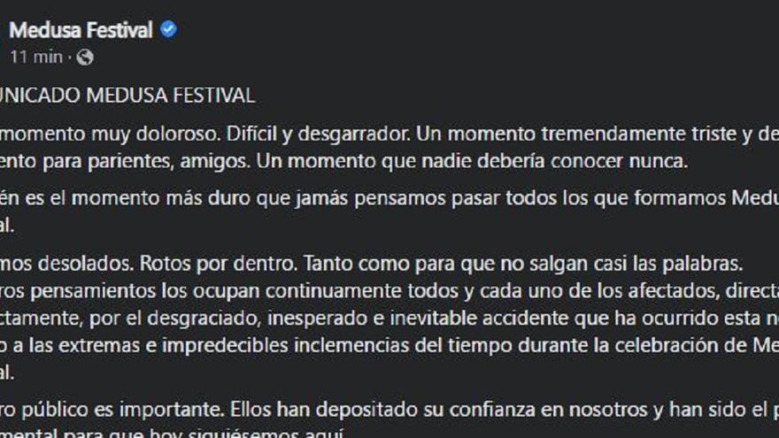 El Medusa Festival se cancela definitivamente tras la muerte de un joven