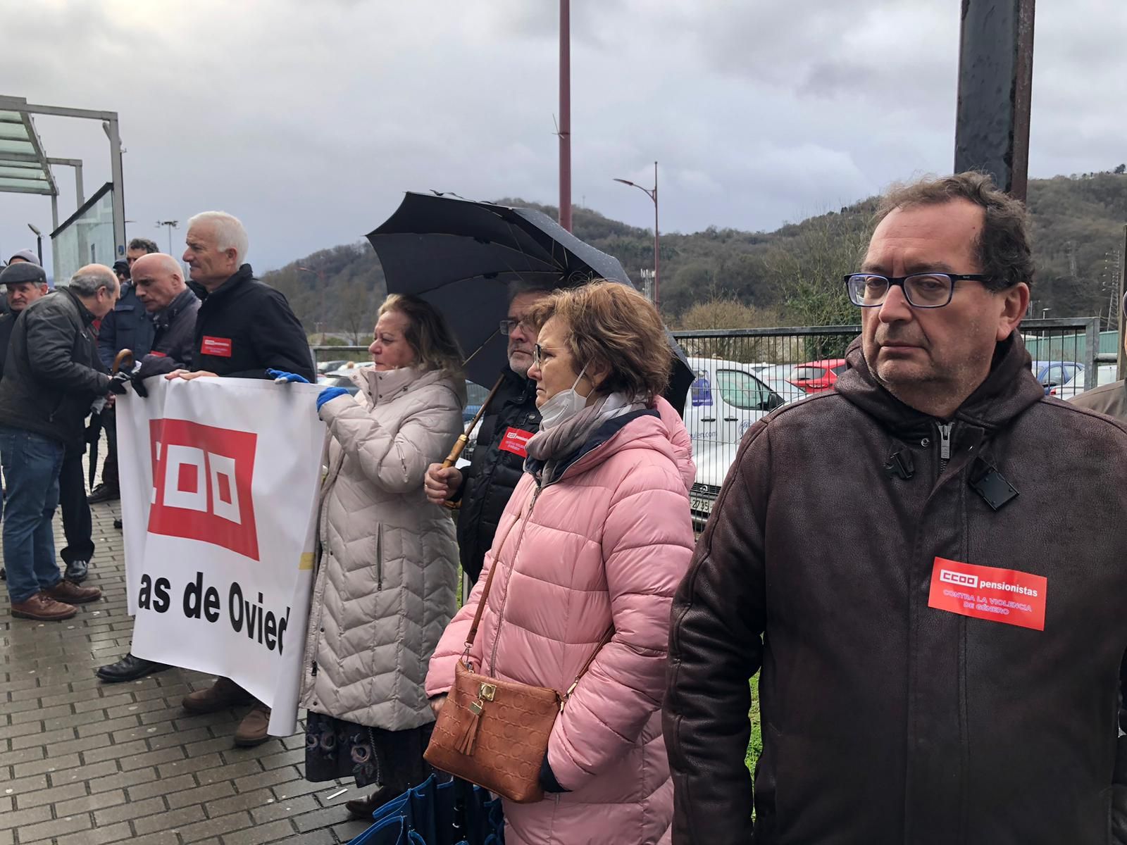Protesta de los pensionistas en Langreo para pedir mejoras en la sanidad
