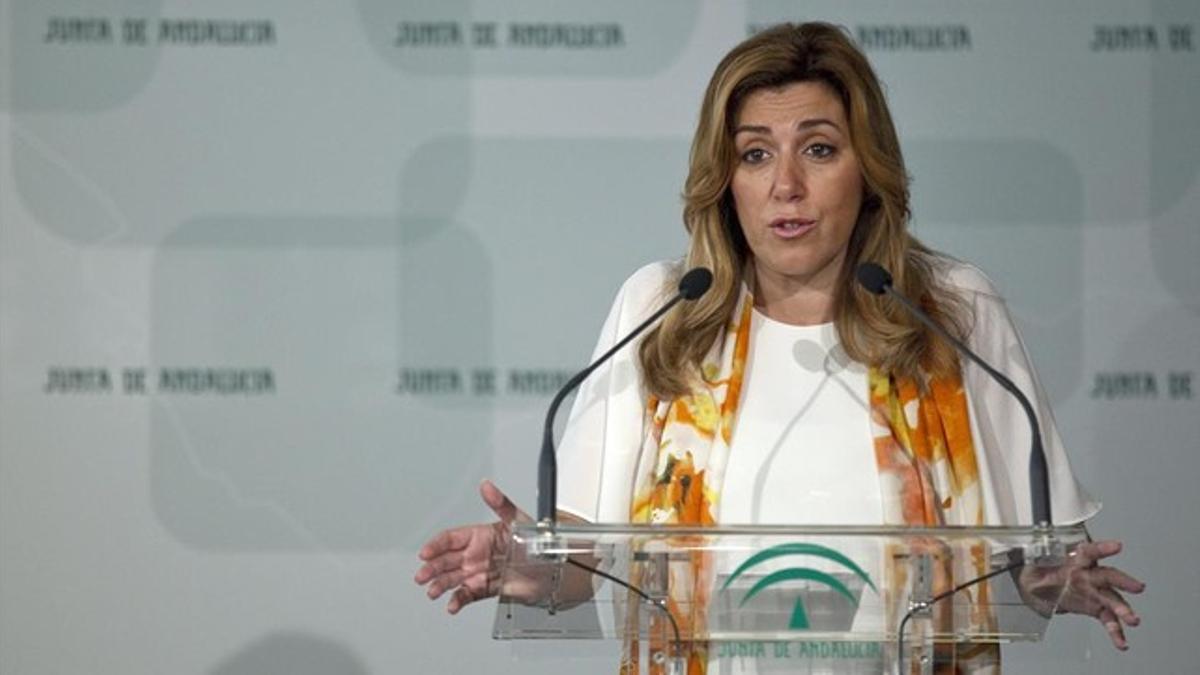 La presidenta en funciones de Andalucía, Susana Díaz, la semana pasada en una rueda de prensa.