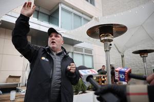 WASHINGTON, DC - MARCH 17: Celebrated Chef Jose Andres talks to journalists about why he is converting Zaytinya into a grab-and-go meal restaurant in response to the novel coronavirus March 17, 2020 in Washington, DC. Andres, whose World Central Kitchen has set up disaster response kitchens to feed people in Puerto Rico, Indonesia, Mozambique, Guatemala and other countries, will convert all his Washington, DC restaurants into ’community kitchens’ in response to the COVID-19 outbreak.   Chip Somodevilla/Getty Images/AFP