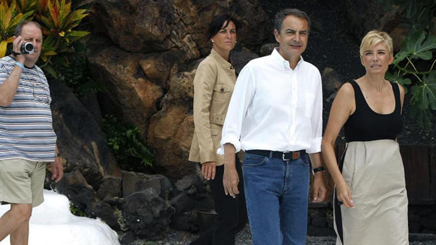 José Luis Rodríguez Zapatero y su mujer, Sonsoles Espinosa, en Jameos del Agua durante unas vacaciones anteriores.