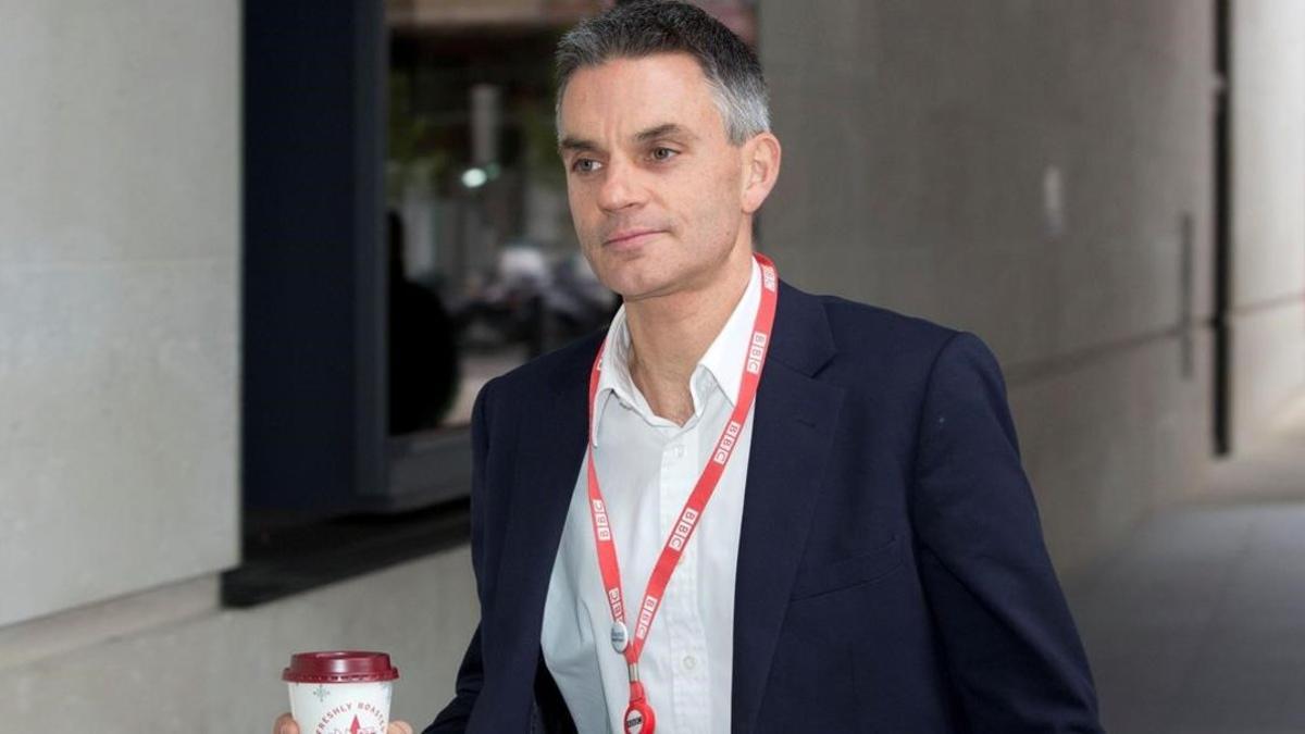 Tim Davie, nuevo director general de la BBC, a su llegada a la cadena pública.