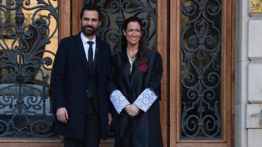 Roger Torrent i la degana de l&#039;ICAB, Maria Eugènia Gay.