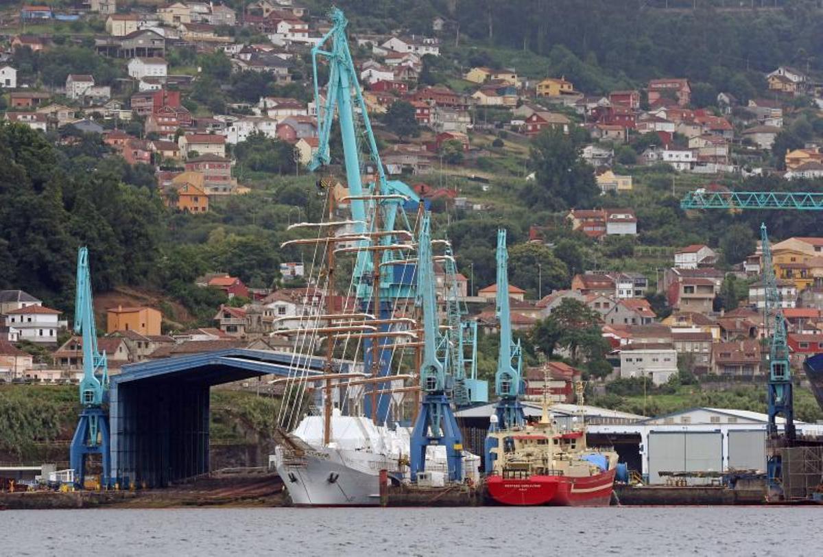 Vista del astillero de Metalships, en Teis