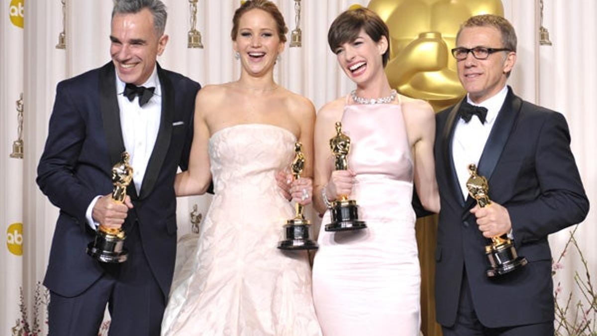 Daniel Day Lewis, Jennifer Lawrence, Anne Hathaway y Christopher Waltz