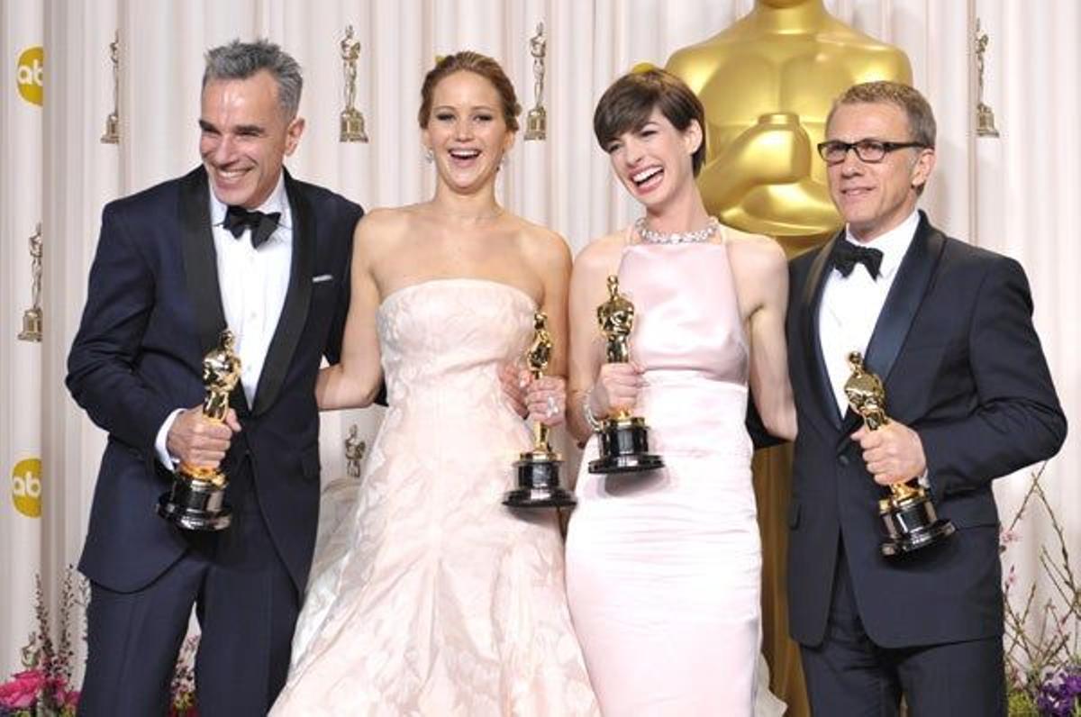 Daniel Day Lewis, Jennifer Lawrence, Anne Hathaway y Christopher Waltz