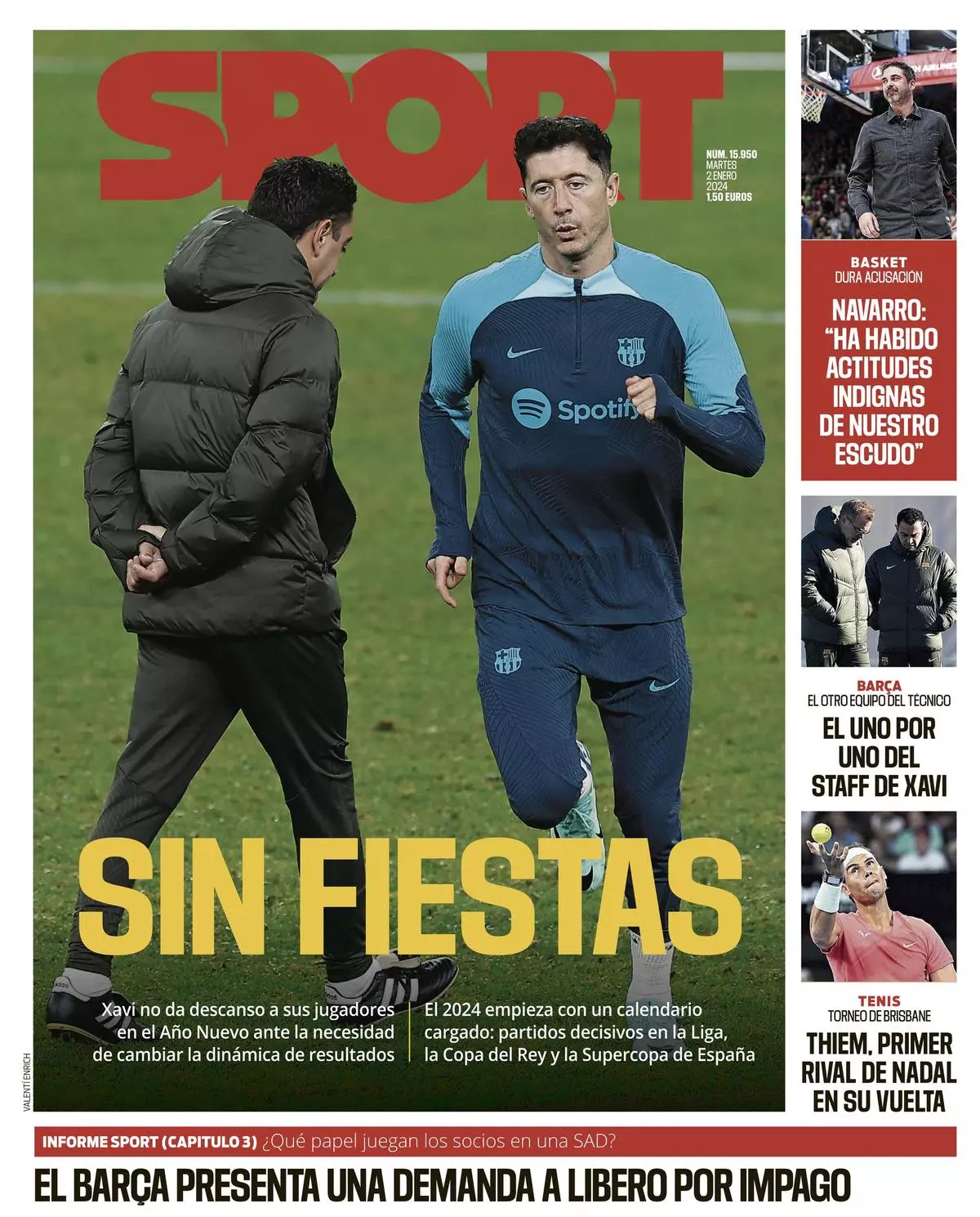 La portada de SPORT de hoy, martes 2 de enero