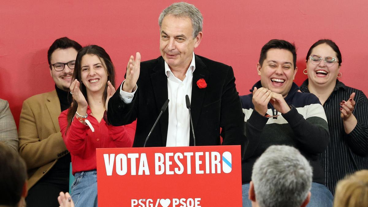 José Luis Rodríguez Zapatero en el acto elecctoral del PSOE esta mañana en Vigo