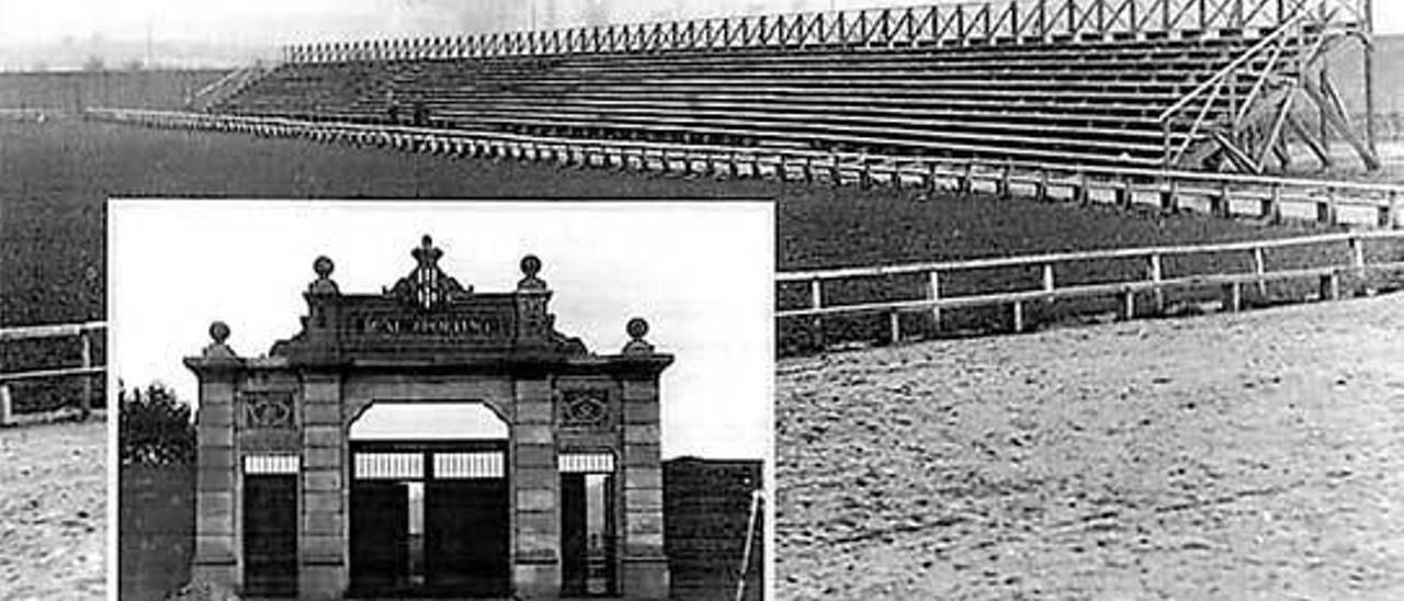 El estadio de El Molinón, ya con tribuna en su inauguración.