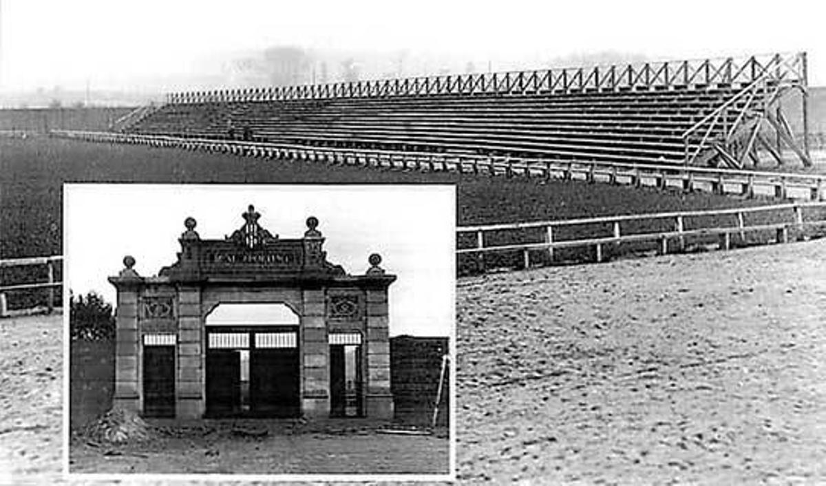 El estadio de El Molinón, ya con tribuna en su inauguración.