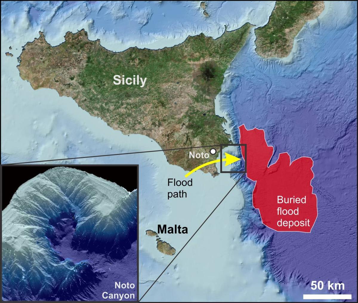 Punto en que se situaba el 'embudo' o cascada gigante que demuestra la magnitud de la inundación